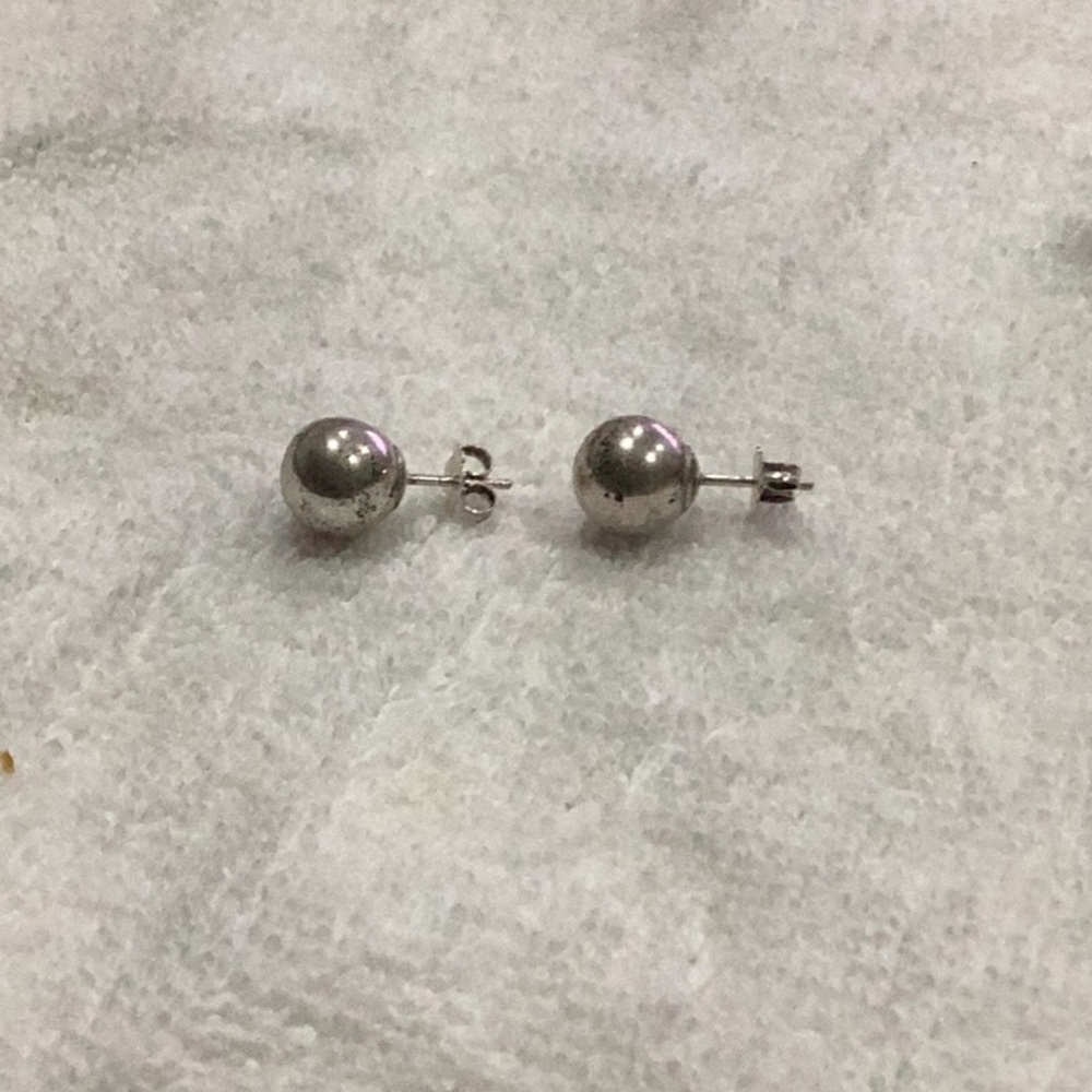 Silver globe studs